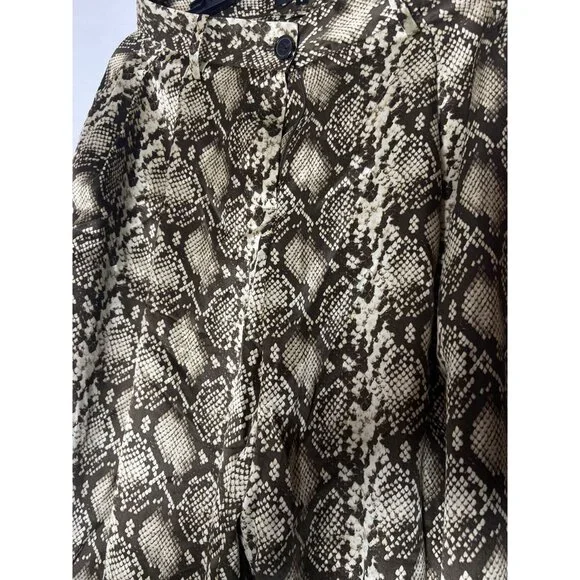 Nili Lotan Womens Snakeskin Print Wide-Leg Cropped Pants Size 4